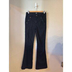 Paige Black Flared High-Waisted Button Detail Women's Pants Size 29
